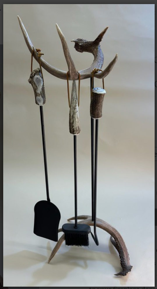 DEER ANTLER FIREPLACE TOOL SET