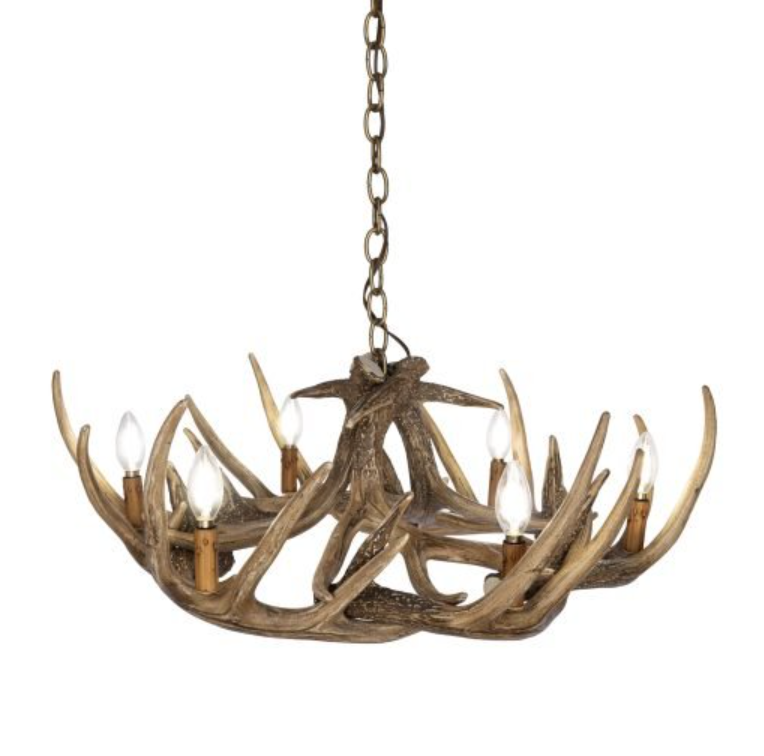 Meadow Valley Faux Deer Antler Chandelier, 32"W x 11"T