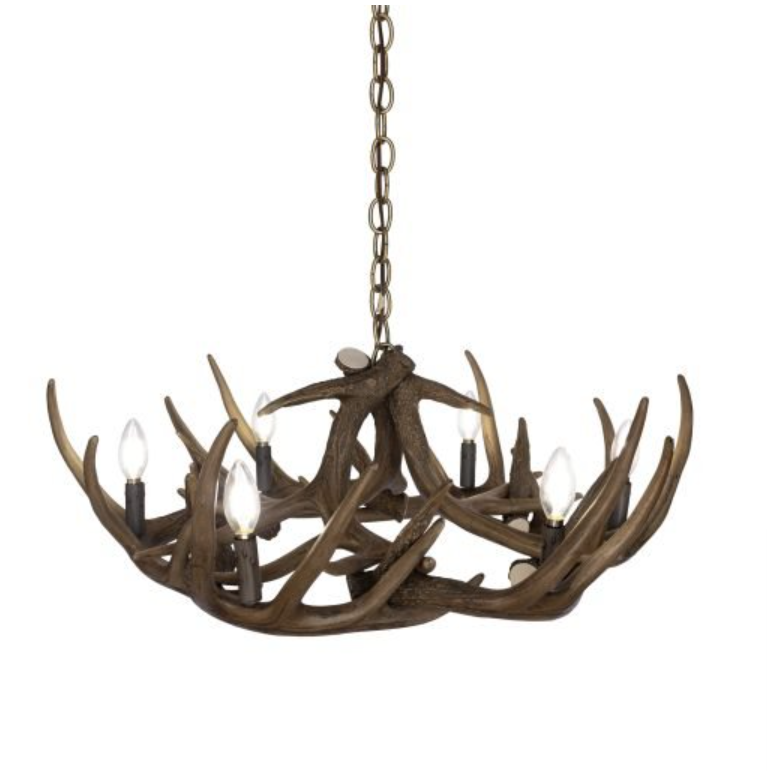 Meadow Valley Faux Deer Antler Chandelier, 32"W x 11"T