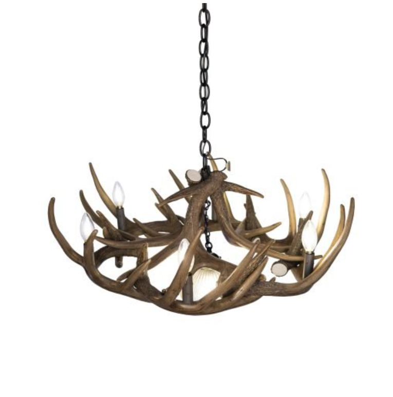 Meadow Valley Faux Deer Antler Chandelier, 32"W x 11"T