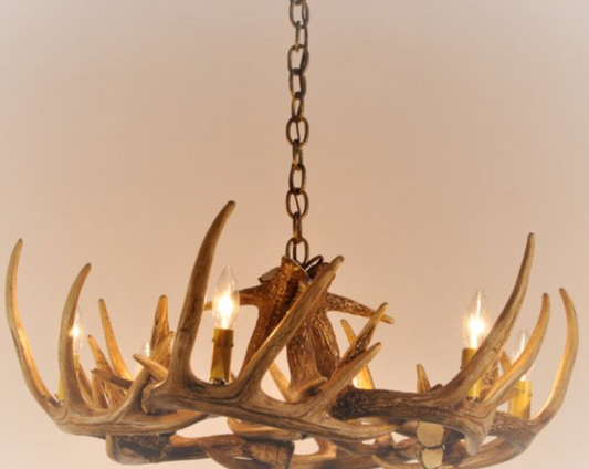 Meadow Valley Faux Deer Antler Chandelier, 32"W x 11"T