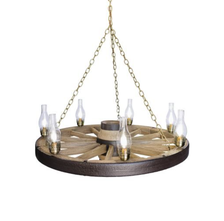 Wagons West! Wagon Wheel Rustic Chandelier, 42"W x 12"T