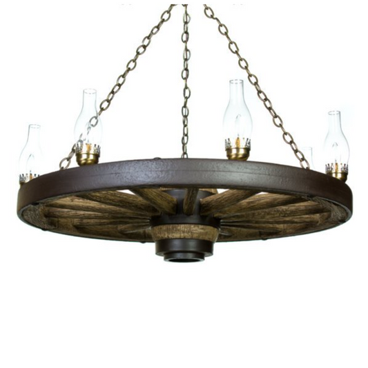 Wagons West! Wagon Wheel Rustic Chandelier, 42"W x 12"T