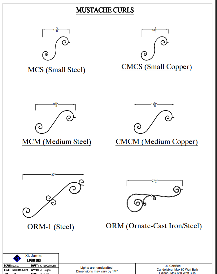 Mustache Curls (Lanterns Shown Are Not Included)