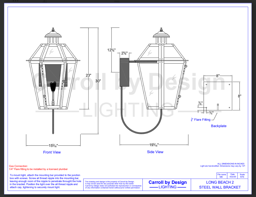 Carroll by Design Long Beach Copper Lantern