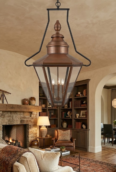 The Malaya Copper Lantern Kitchen Island Pendant Light Custom Design