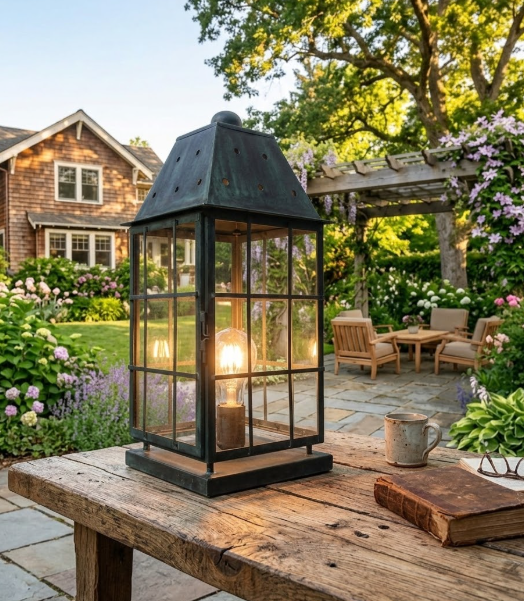 The Egg Harbor Lighthouse Coastal Nautical Lantern Custom Design