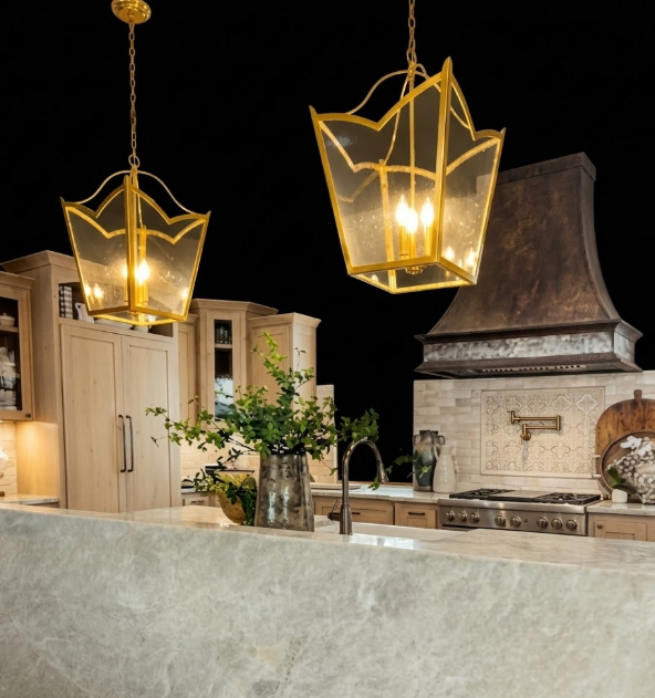 St. James Needham Copper Chandelier Kitchen Island Pendant Lights
