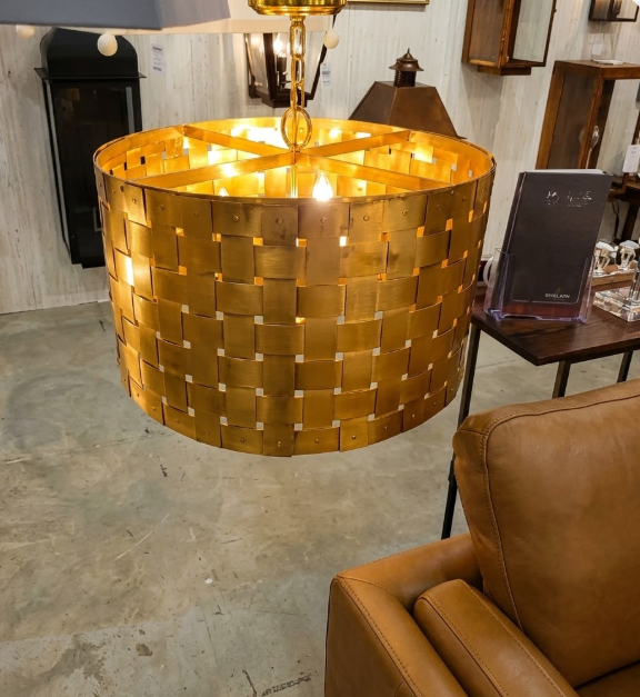 St. James Basket Weave Copper Chandelier Pendant Light