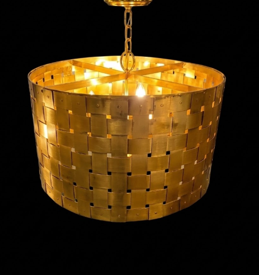 St. James Basket Weave Copper Chandelier Pendant Light
