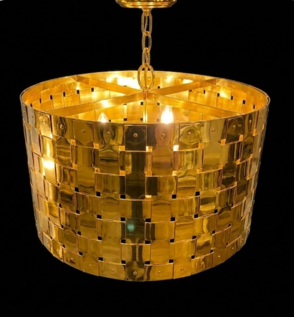 St. James Basket Weave Copper Chandelier Pendant Light