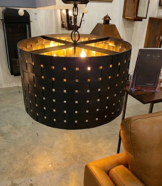 St. James Basket Weave Copper Chandelier Pendant Light