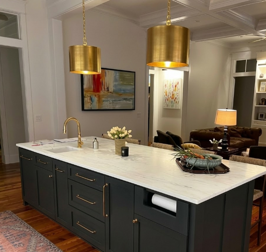 St. James Round Copper Drum Chandelier Kitchen Island Pendant Light