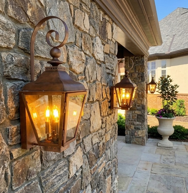 St. James Brunswick Copper Lantern With Top Curl