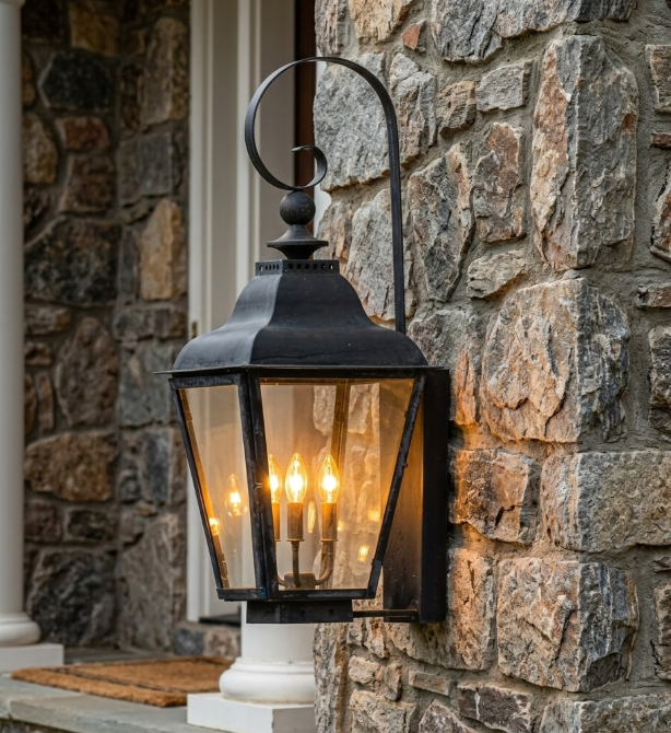 St. James Brunswick Copper Lantern With Top Curl
