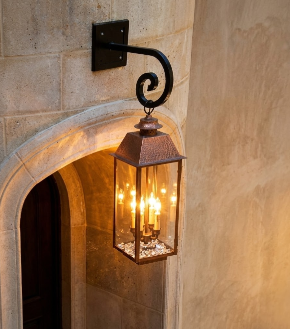 St. James Sweetwater Copper Lantern With Top Curl