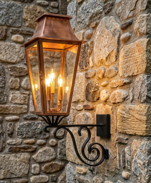 St. James Wood Dale Copper Lantern With Top Curl