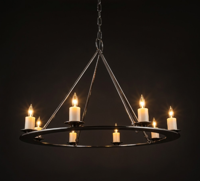 St. James King Arthur Steel Chandelier with Candles Custom Design