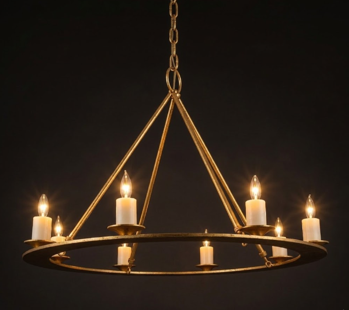 St. James King Arthur Steel Chandelier with Candles Custom Design