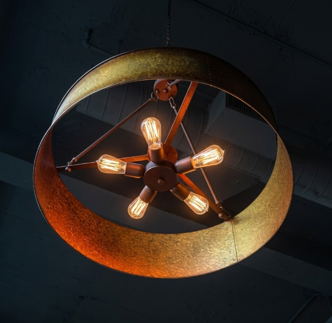 The Half Moon Bay Drum Copper Chandelier Custom Design