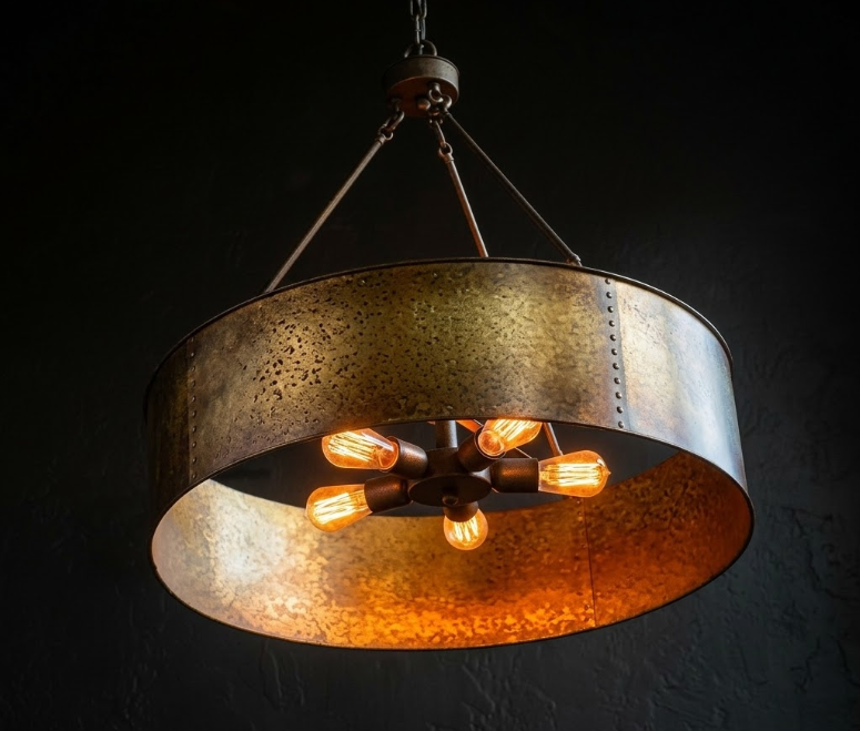 The Half Moon Bay Drum Copper Chandelier Custom Design