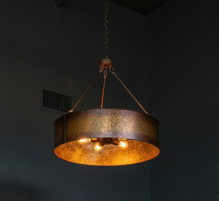 The Half Moon Bay Drum Copper Chandelier Custom Design