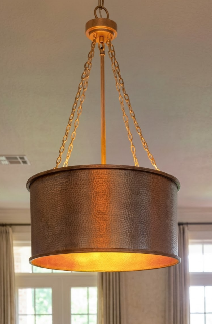 The Bill Britt Copper Drum Chandelier Pendant LIght Custom Design