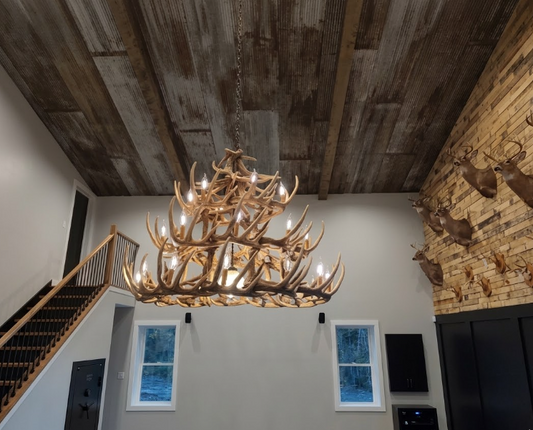 Ogema Faux Deer Antler Chandelier, 50" W x 42"T