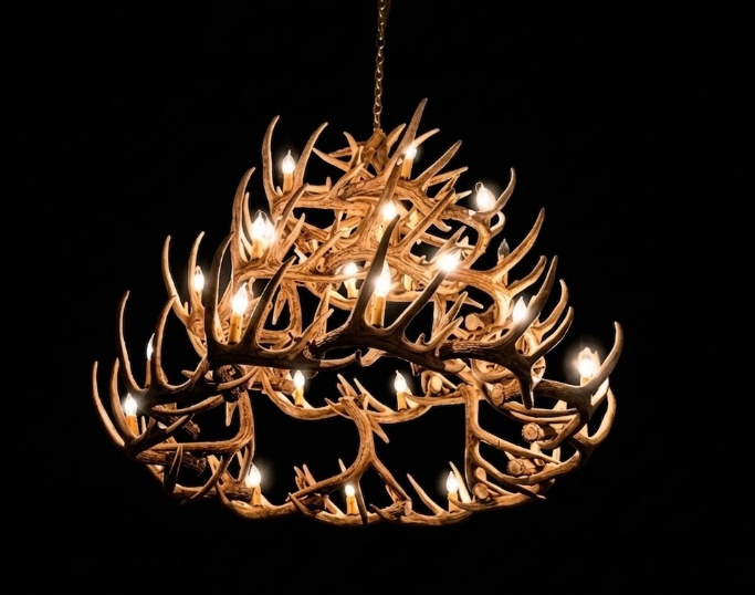 Ogema Faux Deer Antler Chandelier, 50" W x 42"T