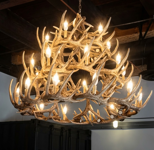 Ogema Faux Deer Antler Chandelier, 50" W x 42"T