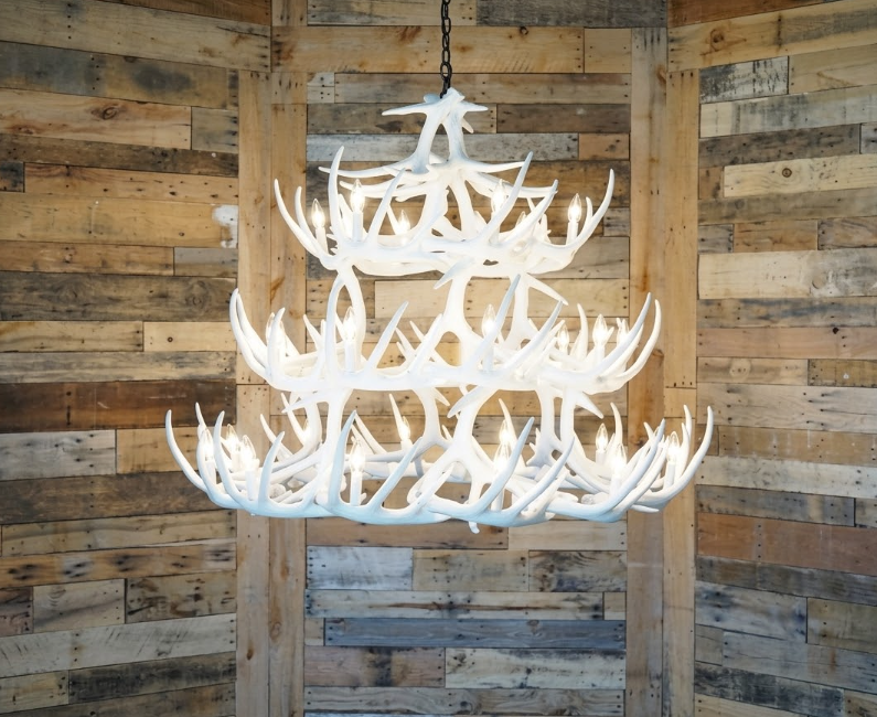 Ogema Faux Deer Antler Chandelier, 50" W x 42"T