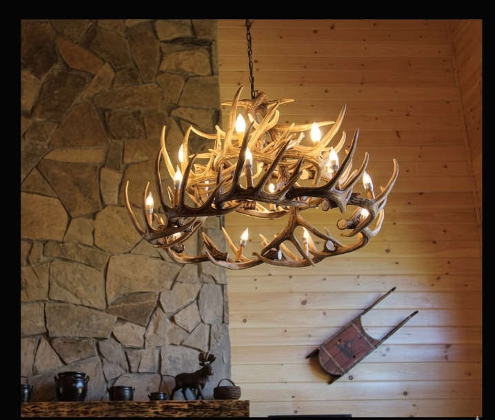River Drive Faux Deer Antler Chandelier, 42"W x 26"T