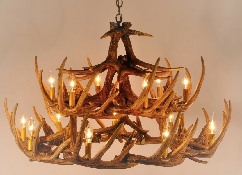 River Drive Faux Deer Antler Chandelier, 42"W x 26"T