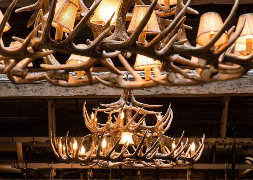 River Drive Faux Deer Antler Chandelier, 42"W x 26"T
