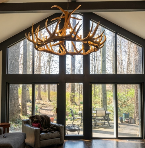 Stanley Faux Elk Antler Chandelier, 60"W x 32"T
