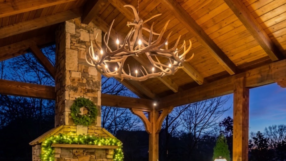 Stanley Faux Elk Antler Chandelier, 60"W x 32"T