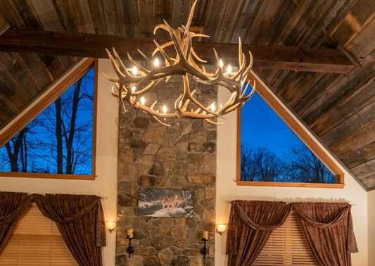 Stanley Faux Elk Antler Chandelier, 60"W x 32"T