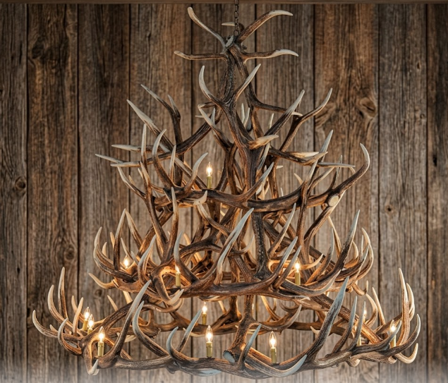 King of the Mountain Faux Elk Antler Chandelier, 72"W x 72"T