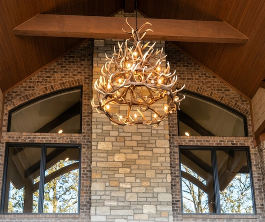 King of the Mountain Faux Elk Antler Chandelier, 72"W x 72"T