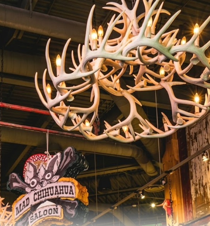 La Crosse Faux Deer Antler Chandelier, 50"W x 27"T