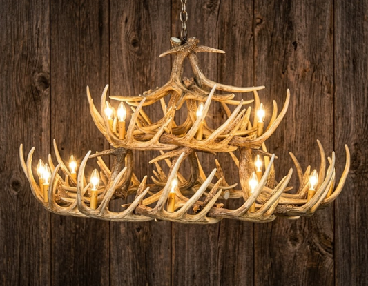 La Crosse Faux Deer Antler Chandelier, 50"W x 27"T