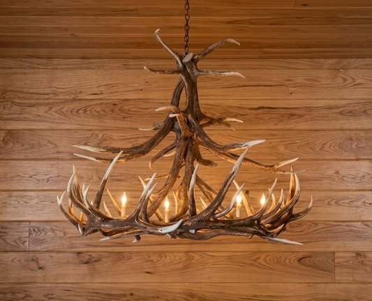 Challis Faux Elk Antler Chandelier, 60"W x 48"T
