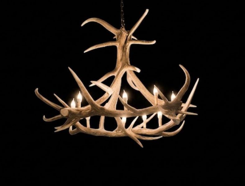 Challis Faux Elk Antler Chandelier, 60"W x 48"T