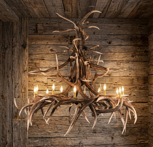 Big Creek Faux Elk Antler Chandelier, 60"W x 60"T