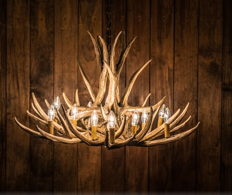 Kings Hill Faux Deer Antler Chandelier, 32"W x 20"T