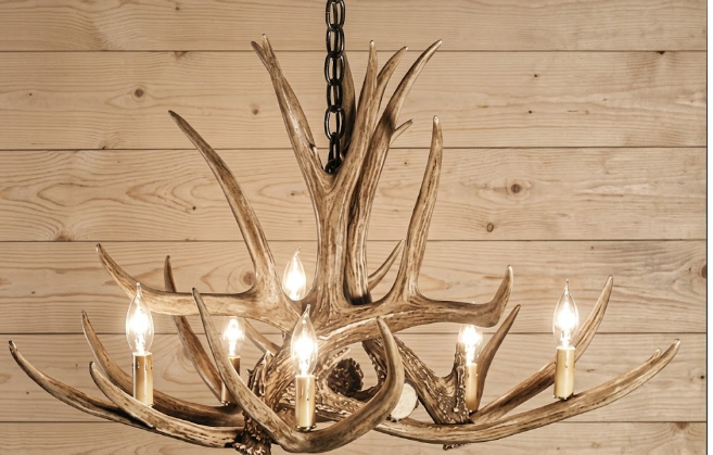 Kings Hill Faux Deer Antler Chandelier, 32"W x 20"T