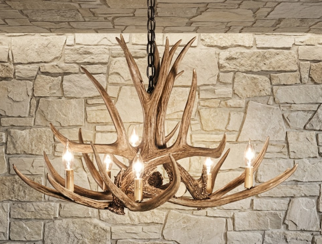 Kings Hill Faux Deer Antler Chandelier, 32"W x 20"T