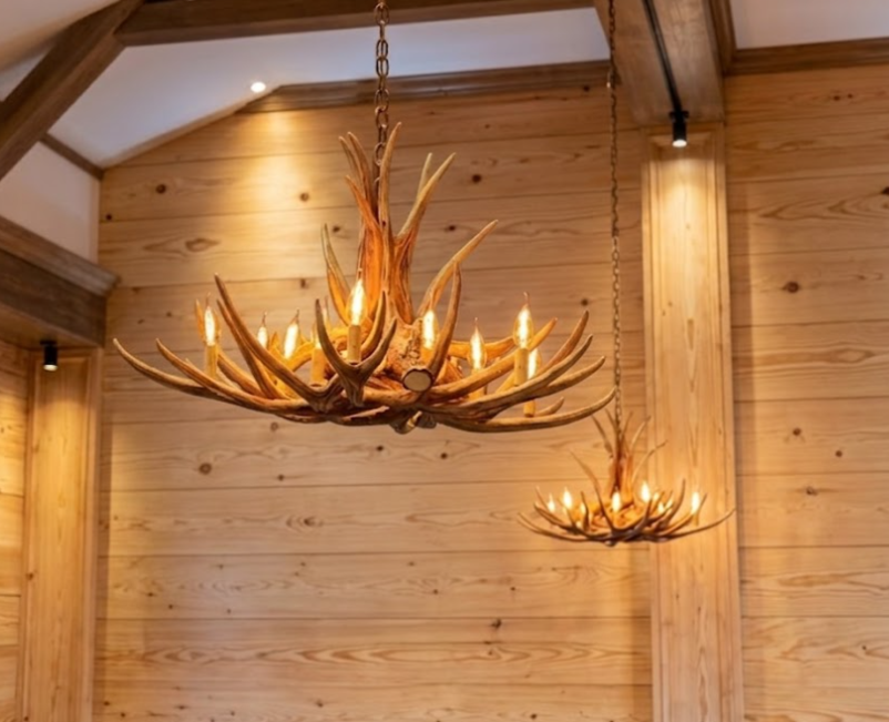 Kings Hill Faux Deer Antler Chandelier, 32"W x 20"T