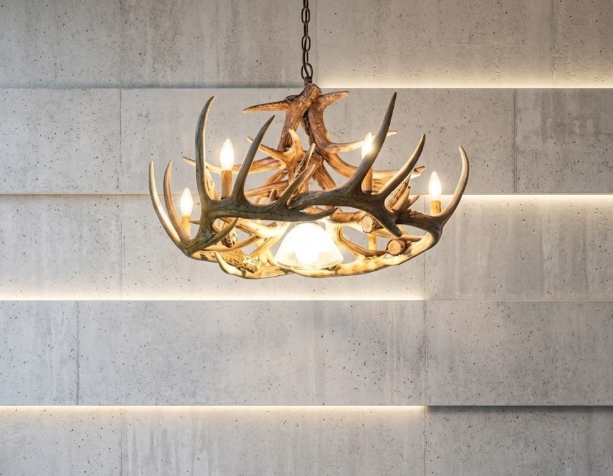 Prentice Faux Deer Antler Chandelier, 31"W x 16"T