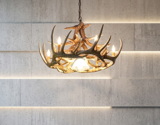 Prentice Faux Deer Antler Chandelier, 31"W x 16"T